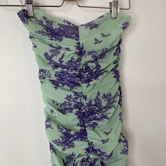 Miaou Renzo Mint Toile Midi Ruched Dress Mint Purple Womens XS - Picture 5 of 16